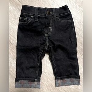 Old Navy Black Denim Jeans with Plaid Cuffs